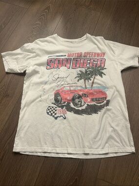 Hollister White Tee with Speedway Graphic